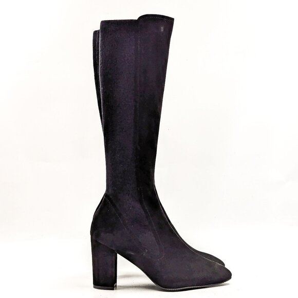 Stuart Weitzman Women Livia Black Suede Block Heel Tall Elastic Boots size 9 - Picture 11 of 11